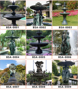 Fontana a tre livelli in ghisa BSA con scultura a gru, beige antico, fontana d'acqua in metallo per giardino esterno europeo - Product Image 4