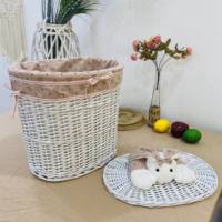 4 paniers à linge écologiques en osier de style quotidien pour enfants, jouets en peluche robustes et durables, couverture décorative, doublure intérieure détachable.