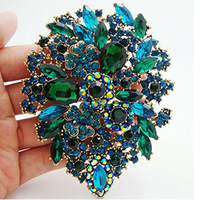 Alliage européen et américain strass cristal bijoux de fête de mariage grande fleur colorée diamant broches broches pour femmes filles