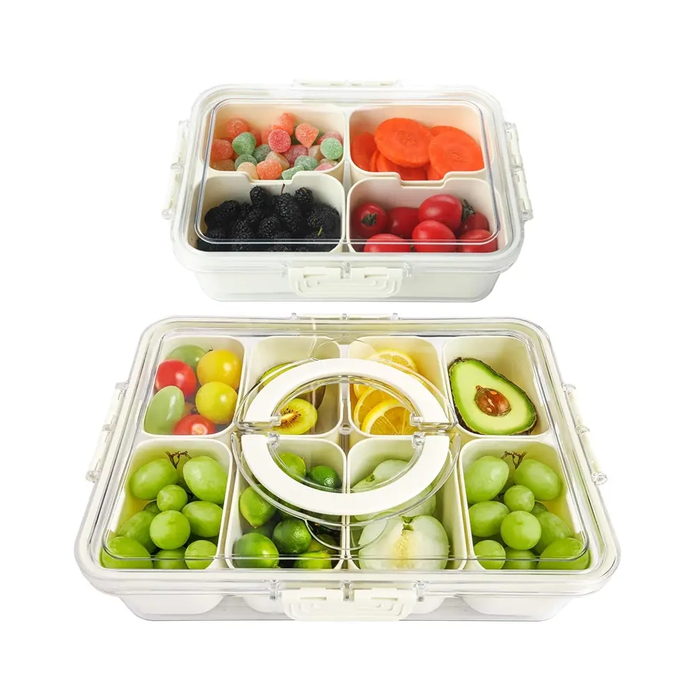 Rayshine Sealed Snackle Storage Box With Divider Plastic Snackle Food Box With Adjustable Compartment