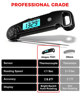 Termómetro digital plegable OEM para carne con sonda termopar, lectura instantánea en 1 segundo, para parrillas de barbacoa al aire libre, con función de activación por levantamiento - Product Image 2
