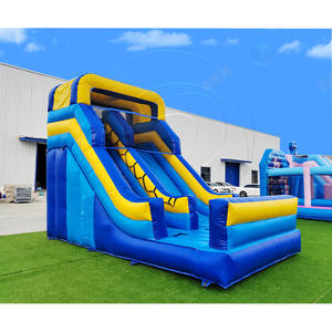 Toboggan gonflable double voie Sunny avec entrée jaune vif et piste de glisse bleue pour des fêtes en plein air et des moments d'excitation au parc de jeux - Product Image 3