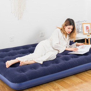 Flocked <b>Inflatable</b> Air Mattress Double Size Thickened Plush Material Home Outdoor Camping Use Unisex - Product Image 1