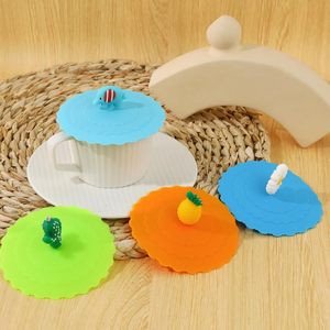 Foldable Reusable Eco-Friendly Heat Resistant Silicone Lids DIY Custom Cartoon 10cm <b>Cups</b> <b>Saucers</b> Bulk Package for Business Gifts - Product Image 3