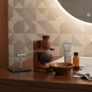 Kit de afeitado de madera para hombres de alta calidad al por mayor con cepillo de pelo sintético - Product Image 3