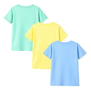 Lot de 3 T-shirts décontractés en tricot 100% coton à col rond respirants vert <span class=keywords><strong>jaune</strong></span> bleu à manches courtes pour garçons de 4 à 13 ans - Product Image 3