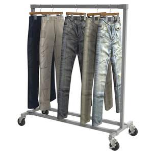 Support de tuyau en métal pour magasin de vêtements au détail Support de vêtements Jeans Pantalons Vêtements Présentoir avec roue pour magasin - Product Image 1
