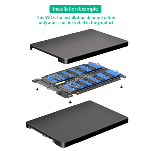 Adaptateur double NGFF M.<span class=keywords><strong>2</strong></span> B Key SSD vers SATA III <span class=keywords><strong>2</strong></span>,5 pouces avec boîtier en plastique noir - Product Image 5