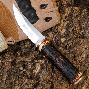 Coltello <span class=keywords><strong>Bowie</strong></span> da Combattimento e Sopravvivenza con Lama Fissa in Acciaio Inox e Manico in Legno, 218MM, per Uso Esterno OEM - Product Image 4