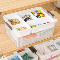 Organisateur de rangement pour la maison MIXWARES et boîte de rangement en plastique transparent avec plateau amovible empilable à fermeture