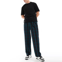 Couper et coudre 100% coton décontracté Smart Zip Fly taille haute jambe large vérifier homme pantalon