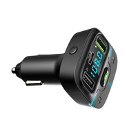 Émetteur FM Bluetooth 5.4 multifonction portable pour voiture, chargeur USB-A USB-C, lumière LED couleur, kit mains libres, lecteur audio USB, MP3