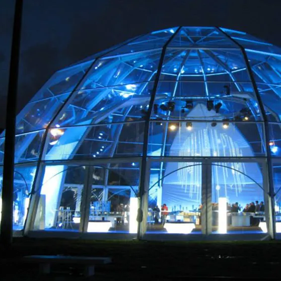 Tenda Acara Luar Ruangan Jernih dengan Lampu LED, Kubah Transparan, Kubah Festival, Diameter 20M, 18 Kaki