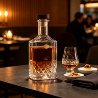 Bouteille de luxe en verre transparent de 750 ml en forme de pyramide pour vodka, whisky, brandy, gin, tequila, rhum, liqueur avec bouchon à vis
