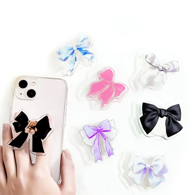 Promotional Cute Phone Grips Poppings Acrylic Cartoon Foldable Structure Phone Holders Adhesive Sockets Adjustable Plastic Craft