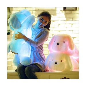 หมอนตุ๊กตาสุนัขผ้าฝ้าย PP สีสันสดใส พร้อมไฟ LED ของเล่นน่ารักสำหรับเด็กทุกเพศ เป็นของขวัญคริสต์มาสสำหรับเด็กเล็ก - Product Image 1
