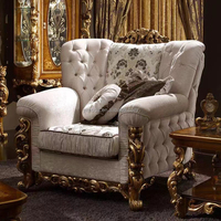 Canapé de salon classique antique de luxe royal, sculpté à la main, en teck et acajou, avec revêtement marron, style baroque antique