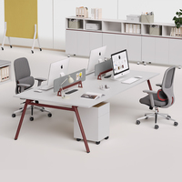 Postes de travail de bureau modernes, ensemble table et chaise de bureau, mobilier de bureau neuf et tendance, table d'ordinateur, bureau pour employés, 4 places