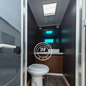 Caravane de luxe portable homologuée CEE avec toilettes mobiles extérieures et double porte - Product Image 3