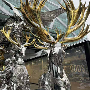 تمثال كبير خارجي مطلي بالذهب من الفولاذ المقاوم للصدأ ومنحوت من قرن الوعل الذهبي الغزلان المصبوب بخبرة ومحفور - Product Image 5