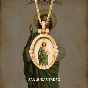 Collar con Colgante de <span class=keywords><strong>San</strong></span> Judas Tadeo al por Mayor, Amuleto de la Riqueza para Casos Difíciles - Product Image 1