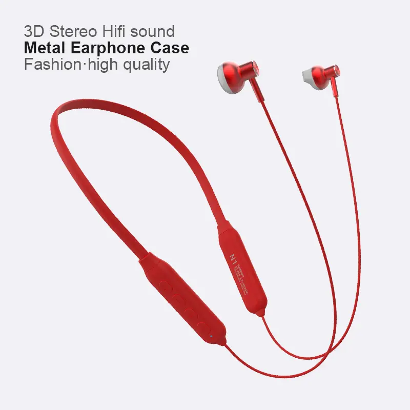 Easiny N1 neckband mini sport headset wireless earphones good quality waterproof headphone BT V5.0 mobile phone metal earbuds