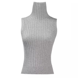 カスタムノースリーブプルオーバールース分厚いタートルネックウールニットシャツ女性用カジュアル夏用セーターベスト - Product Image 1