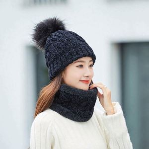 Thick Knitted Women's <b>Winter</b> Wild Plus Fluffy Line Suit New Warm <b>Winter</b> <b>Hat</b> Scarf Set Knit - Product Image 5