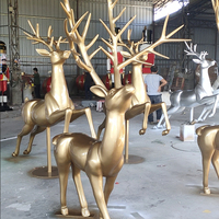 Statue de cerf anime grandeur nature, renne de Noël, 220 cm, décoration extérieure pour jardin, en fibre de verre, imperméable, durable, décoration animale