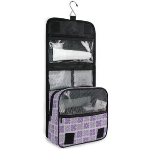 Aloha Hawaiian Custom Purple Quilt Checked Waterproof Foldable Organizer <b>Toiletry</b> Hanging Makeup <b>Storage</b> Cosmetic Bags - Product Image 2