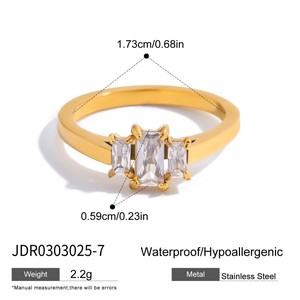 Stainless Steel 18K PVD Plating Tennis <b>Ring</b> Cubic Zircon Adjustable Open <b>Finger</b> <b>Rings</b> for Girls - Product Image 2