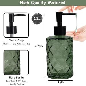 Loción de vidrio Bomba verde 400ml Botella de lavado a mano Nordic Simple Glass Botella de champú para el hogar Sub-embotellado Hotel Botella de Gel de <span class=keywords><strong>Ducha</strong></span> - Product Image 2