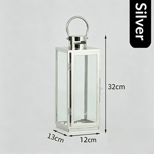 Chandelier de sol carré <span class=keywords><strong>en</strong></span> acier inoxydable de style europé<span class=keywords><strong>en</strong></span>, fait main, coupe-vent, avec bougie électronique pour la décoration de Noël à la maison - Product Image 2