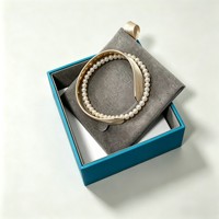 Boîte à bijoux personnalisée bleue avec ruban en satin, boîte rigide en papier coulissante pour collier, bracelet, bague, boucles d'oreilles, cadeaux