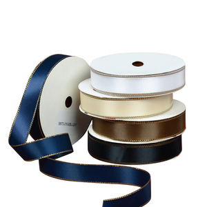 Ruộng băng satin viền vàng tùy chỉnh RIBEST in logo dùng để gói quà sinh nhật - Product Image 2