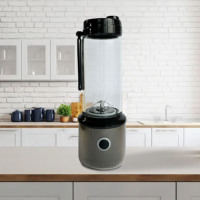 Draagbare oplaadbare USB blender met 3 snelheden, glazen blenderkan, 6 messen voor verse sappen, shakes, smoothies, voor thuis, kantoor en buitengebruik