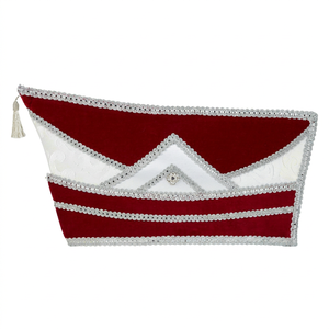 Gorra de Carnaval Bordada en Rojo y Blanco con Adorno Plateado, Gorra de Carnaval con Diseño de Barco Pequeño, Accesorio para la Cabeza para Fiestas Formales - Product Image 1