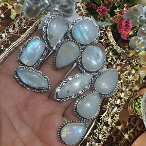 925 Sterling Silver Natural <b>Crystal</b> Gemstone <b>Rings</b> | IGI Certified Bezel Setting Oval Pear Round Cabochon Boho Fashion <b>Rings</b> - Product Image 2