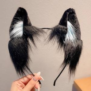 Chat loup renard <span class=keywords><strong>chien</strong></span> <span class=keywords><strong>oreilles</strong></span> bandeau fait à la main fausse fourrure Cosplay Halloween Costume fête - Product Image 1