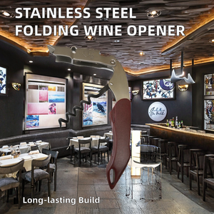 Tùy Chỉnh Phẳng Boomerang Hình Thép Không Gỉ Rượu Vang Corkscrew Hiện Đại Gấp Rượu Vang Mở Chai - Product Image 2