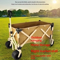 Chariot de camping pliable d'extérieur grande capacité avec frein et roues tout-terrain pour la plage, le jardin et les pique-niques