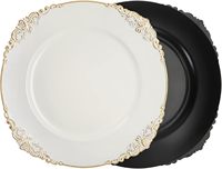 Tabletop Decor 13 "Dinner White Plastic Runde Vintage Ladesc halen mit Goldrand für Catering Hochzeit