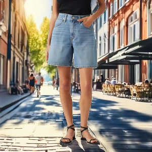 Custom Wash High Quality <b>Stretch</b> Mid Waist Casual Summer Short Women's <b>Denim</b> Shorts Wholesale - Product Image 2