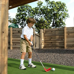 Juego <span class=keywords><strong>de</strong></span> palos <span class=keywords><strong>de</strong></span> golf para niños avanzados, personalizable <span class=keywords><strong>de</strong></span> fábrica, con cabezal <span class=keywords><strong>de</strong></span> plástico portátil y goma forjada, para diestros, que incluye putter para mejorar la destreza. - Product Image 3