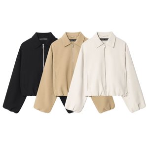 PB & ZA donna 2025 autunno nuova moda giacca a sbuffo con cerniera cappotto Vintage manica lunga donna soprabito Chic - Product Image 1
