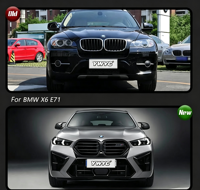 Kit de Carrocería Estilo YWYC 2024 X6M F96 para BMW X6 E71 2007-2014, Parachoques, Faros Delanteros, Guardabarros, Escape