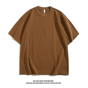 เสื้อยืดคอกลมผ้าฝ้าย 320 กรัม สีพื้น แขนสั้น สีชมพู สำหรับใส่พักผ่อนช่วงฤดูร้อน - Product Image 4