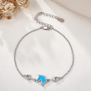925 Sterling Silver Women's Horse <strong>Bracelet</strong> with Opal Rhodium Plated <strong>Snaffle</strong> Bit for Party Jewelry Gifts - Product Image 2