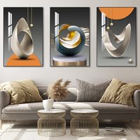 Lot de 3 tableaux décoratifs modernes et simples pour salon, peintures murales créatives pour fond de canapé, peintures en porcelaine cristalline assorties
