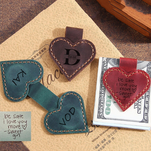 Pince à billets magnétique pour hommes en forme de cœur en cuir PU pour femmes Pince à billets pour <span class=keywords><strong>portefeuille</strong></span> Cadeau d'anniversaire pour lui - Product Image 3